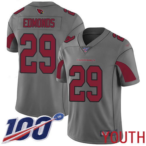 Arizona Cardinals Limited Silver Youth Chase Edmonds Jersey NFL Football #29 100th Season Inverted Legend->youth nfl jersey->Youth Jersey